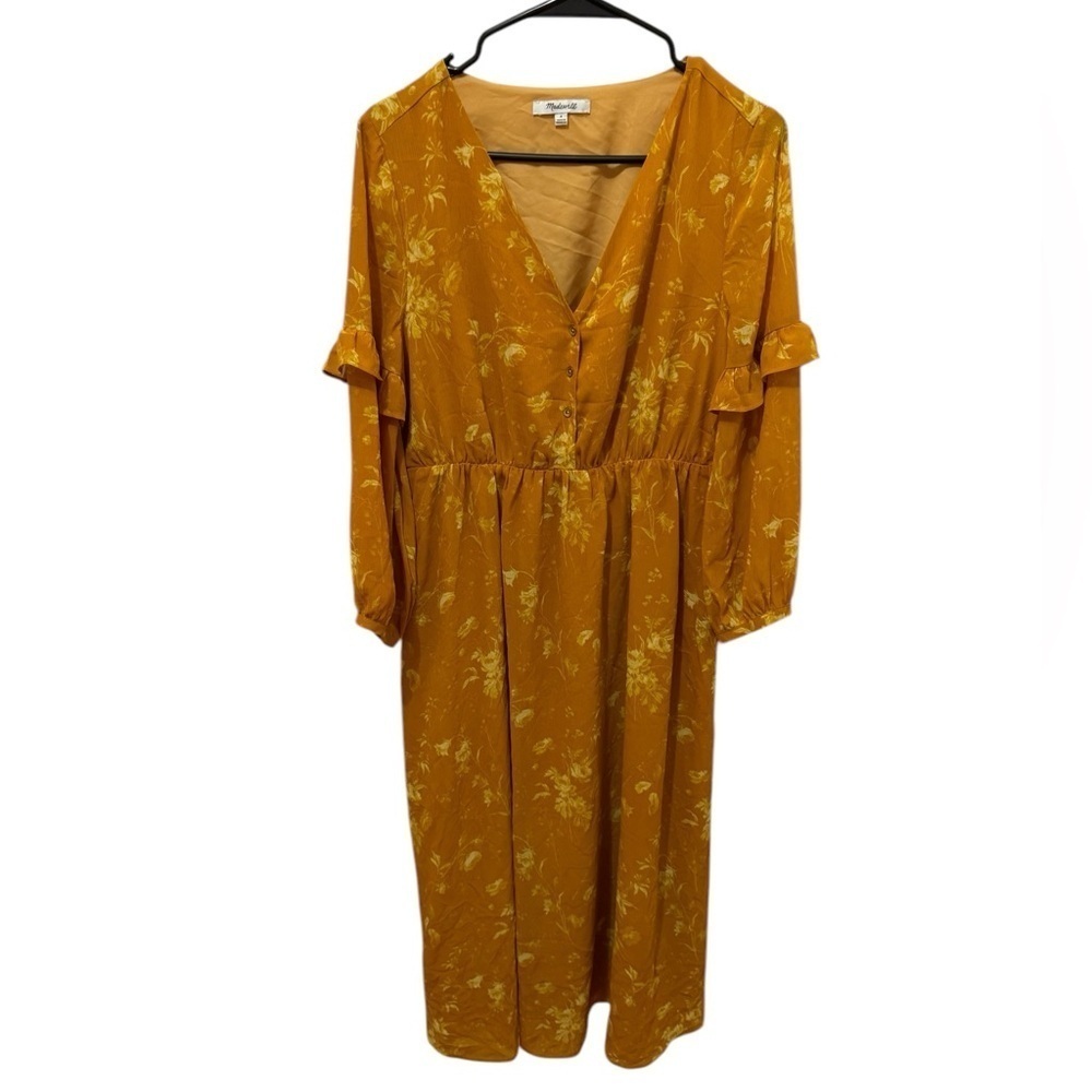 Madewell Ruffle Sleeve Botanical Dress Size 4 - Picture 2 of 5